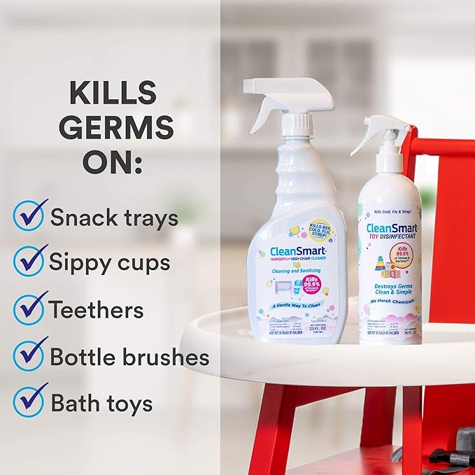 CleanSmart Toy Disinfectant Spray Kills 99.9 of Viruses and Bacteria, Rinse Free, 16 oz Bottle, (Pack of 2)