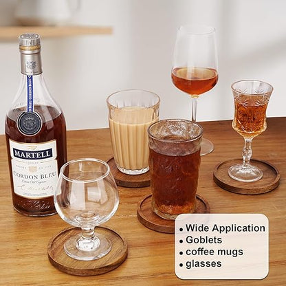 Acacia Wood Coasters with Lip for Drinks Round Coasters Set of 4, MDTARVF Beer Coaster Decor Beverage Cup Coasters Modern Bar Coasters Gift Best Coffee Table Coasters