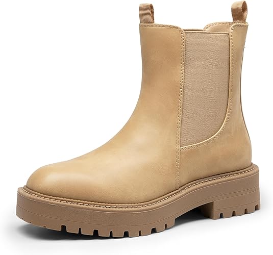 DREAM PAIRS Women's Chelsea Ankle Boots Fashion Low Heel Lug Sole Platform Fall Booties Shoes