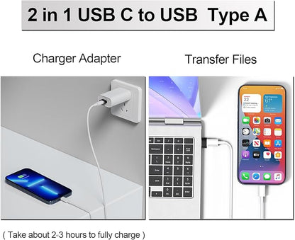 Meliya USB to USB C Adapter 2 Pack, USB C Female to USB A Male Charger Cable Converter for iWatch Ultra 9 8 7 SE,iPhone 15 14 13 12 11 Pro Max,iPad Pro Air 9 10 6 Mini