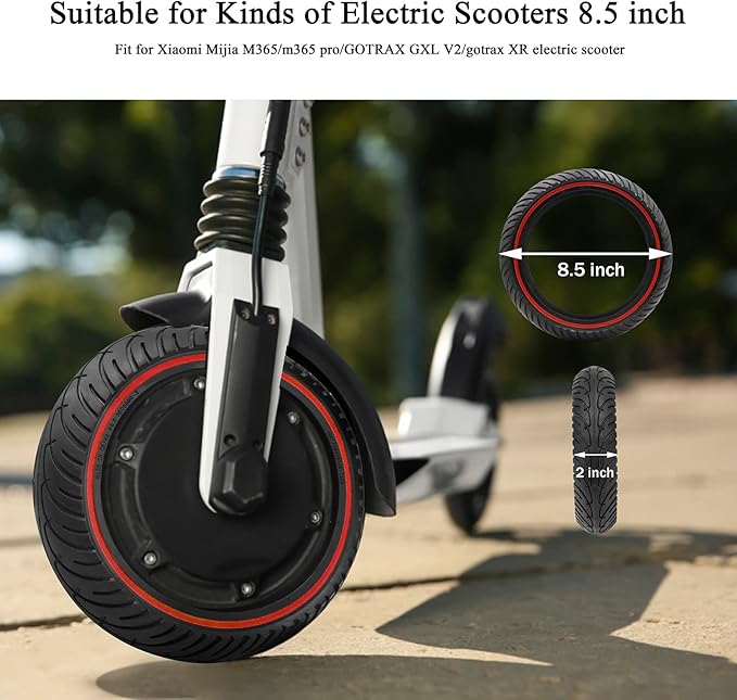 8 12 Scooter Solid Tires, 8.5 Solid Tire for Electric Scooter, 8.5 Inch Electric Scooter Replacement Wheels Honeycomb Solid Tire, 5075-6.1 Non-pneumatic Tires (Red_1PC_01)