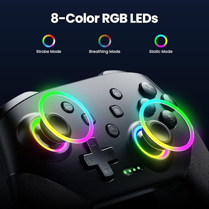 VOYEE Switch Controller Wireless, Pro Controllers Compatible with Switch LiteOLEDPC, One-Key Pairing Gamepad with 9-Color RGB LEDs 1000mAh Battery 6-Axis Motion Wake Up Function