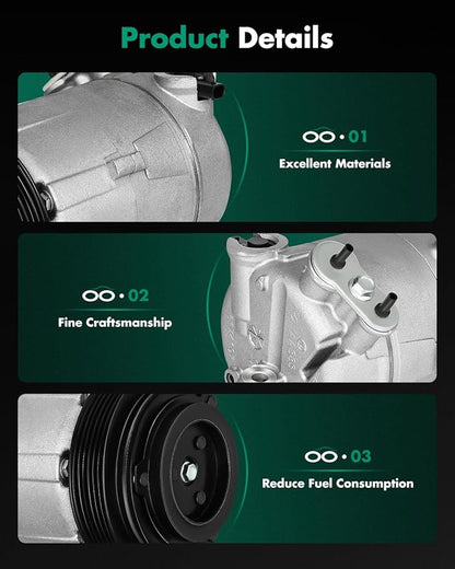 SCITOO AC Compressor Rapid Cooling for Ford for Fusion for Lincoln Zephyr for Mercury Milan 2.3L 3.0L 2006-2007 10361851 639395 CS20034 68669 67669 6512371