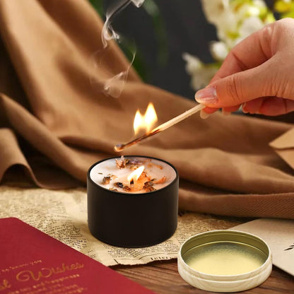 12 Pack Candle Jars, 6pcs 8oz + 6pcs 4oz Candle Tins with Metal Wood-Grain Printing Lids, Empty Candle Jars for Making Candles Bulk Candle Containers - Black