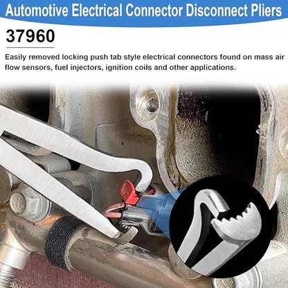 37960 Electrical Disconnect Pliers, 8 inch Automotive Electrical Connector Pliers for Auto Mass Air Flow Sensors, Fuel Injectors, Ignition Coils and Other Auto Parts (Red)