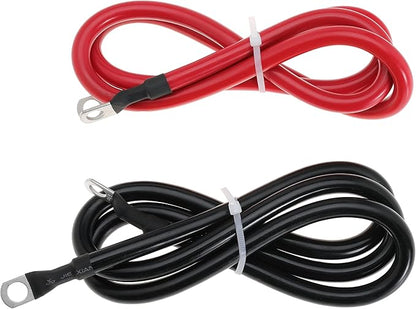 4 AWG Battery Cable 4AWG Gauge Pure Copper Battery Inverter Cables with 38 in Lugs Both Ends Power Inverter Wire Set for Automotive Solar Marine Boat RV Car Motorcycle Red and Black (4FT)