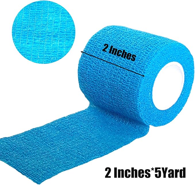 6 Pack 2 Inches Self Adhesive Wrap Bandage Self Adherent Cohesive Bandage Tape Stretch Vet Wrap Breathable Athletic Tape for Sports, Wrist, AnkleOoaBlueOoa