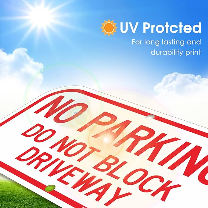 2 Pack No Parking Sign, Do Not Block Driveway Sign, Rust Free .40 Aluminum 12 x 6 Inches, UV Protected, Weather Resistant, Waterproof, Durable Ink?Easy to Mount