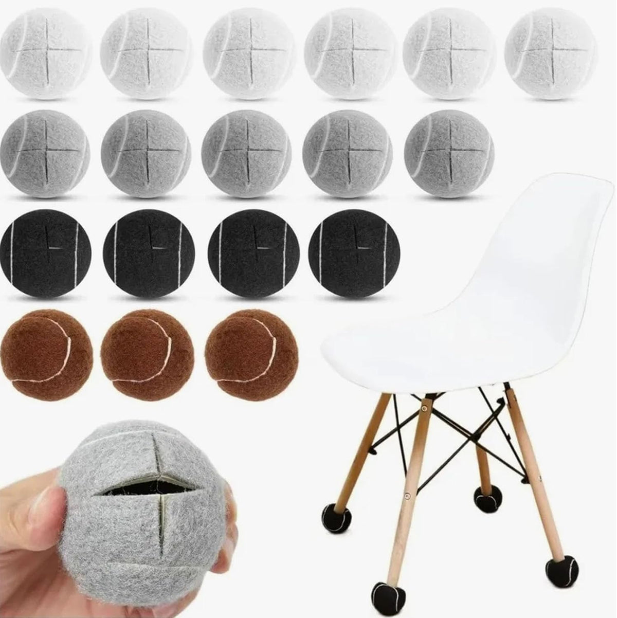 4pieces Pre Cut Tennis Ball Chair Leg Protectors Chair Leg Covers Cap Felt Pad Hardwood Floor Soft Pad Covers Enduring