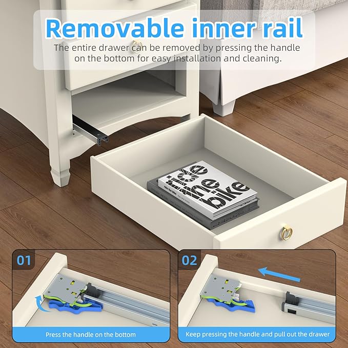 1 par de diapositivas de cajon de 18 pulgadas de extension completa de cierre suave, dispositivo de bloqueo ajustable 3D y soportes de montaje trasero para marco facial, rieles de montaje