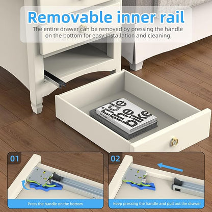 1 par de diapositivas de cajon de 18 pulgadas de extension completa de cierre suave, dispositivo de bloqueo ajustable 3D y soportes de montaje trasero para marco facial, rieles de montaje
