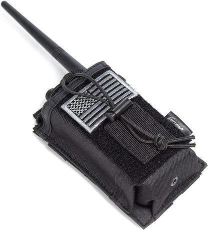 Tactical Molle Radio Holster Holder Case Military Heavy Duty Pouch Bag for Two Ways Walkie Talkies Adjustable Storage with 1 Pack Patch