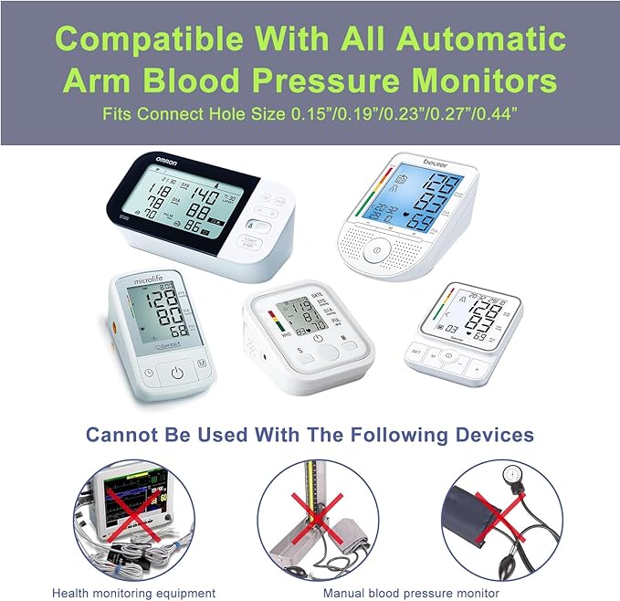 Replacement Extra Large Cuff for Omron BP Monitors 22-52CM Big Arm - Adjustable XL Blood Pressure Cuff, Includes 4 Universal Interface, Blood Pressure Monitors Large Cuff Compatible