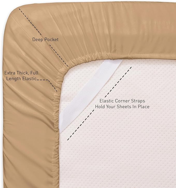 Queen Size Bed Sheets - Breathable Luxury Sheets with Full Elastic  Secure Corner Straps Built In - 1800 Supreme Collection Extra Soft Deep Pocket Bedding Set, Sheet Set, Queen, Taupe