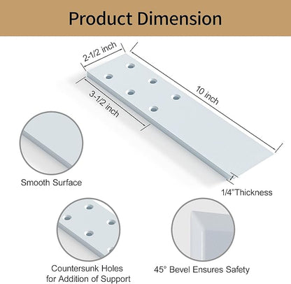 Countertop Support Brackets, 3 Pack 10 Inch Invisible Shelf Corbels for Countertops, White Kitchen Shelf Brackets, 7mm Thick Countertop Brackets for Quartz, Granite, Wood and Concret Countertops