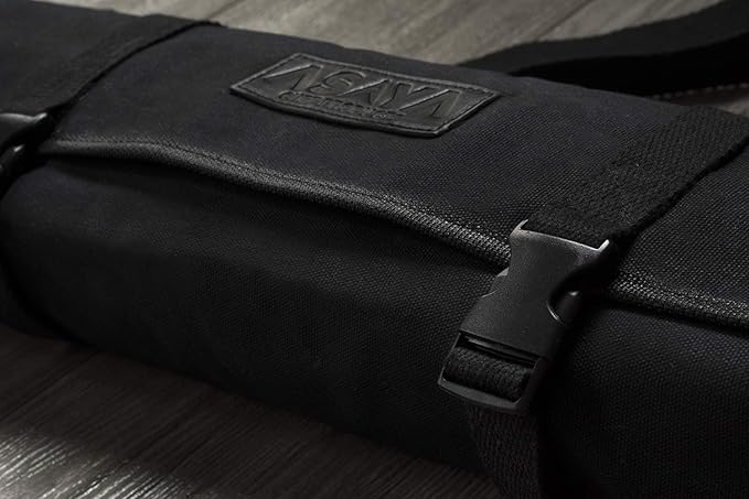 Asaya Canvas Chef Knife Roll Bag - 10 Knife Slots and a Large Zipper Pocket - Durable 10oz Canvas Knife Case with an Adjustable Shoulder Strap - Knives not Included