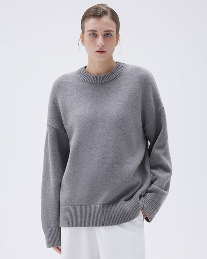 SUUKSESS Women Cashmere Blend Oversized Sweaters Long Sleeve Pullover Tops | Quiet Luxury Style, Crew Neck Jumpers, Dropped Shoulders, Casual Loos Fit, Fall Fashion Outfits, Work Travel Daily Wear