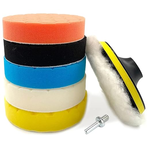 5 Inch Car Polishing Pads for Drill 125mm Buffing Kit with M14 Drill Adapter and Woolen Waxing Polishing Pads for Car Cleaning