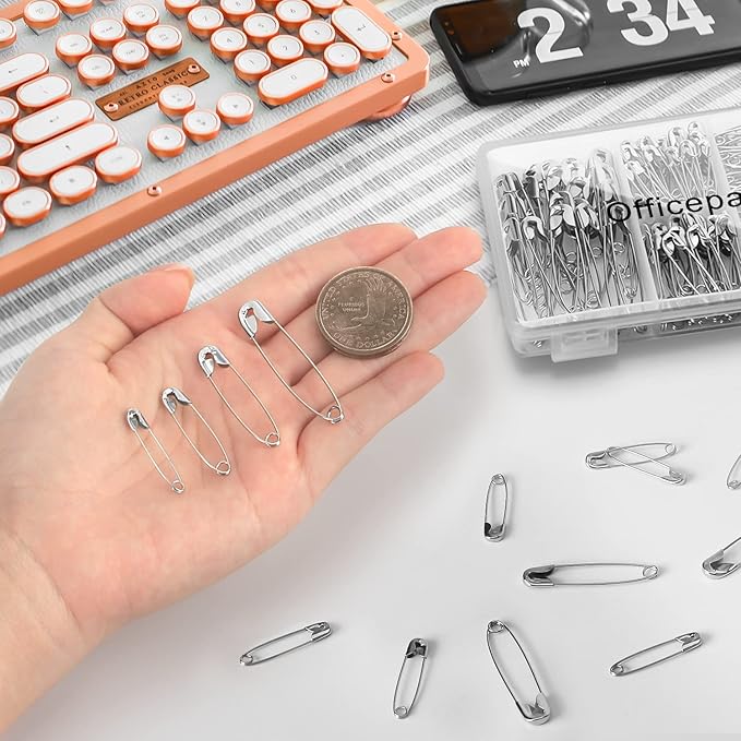 Premium Quality 4-Size Pack of Safety Pins- Top 250-Count – Durable, Rust-Resistant Nickel Plated Steel Set- Best Sewing Accessories Kit for Baby Clothing, Crafts, Arts (4-Size in 1 No.001)