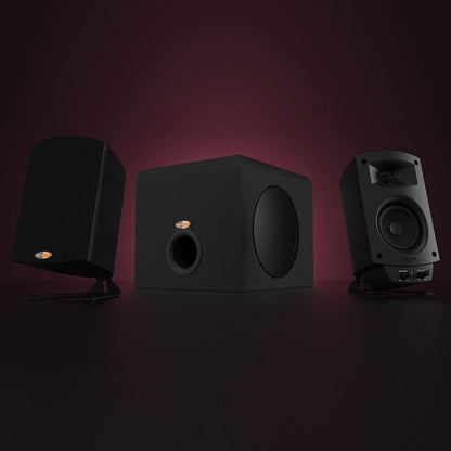 This Klipsch speaker system delivers incredible THX-certified sound for gaming, movies, or music, with powerful bass and clear, controlled audio.