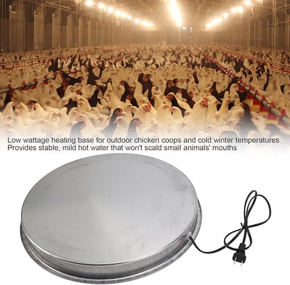Poultry Chicken Water Heater, Metal Automatic Poultry Drinker Heater Base, Poultry Winter Deicer Heated Base for Outdoor Coops and Cold Winters