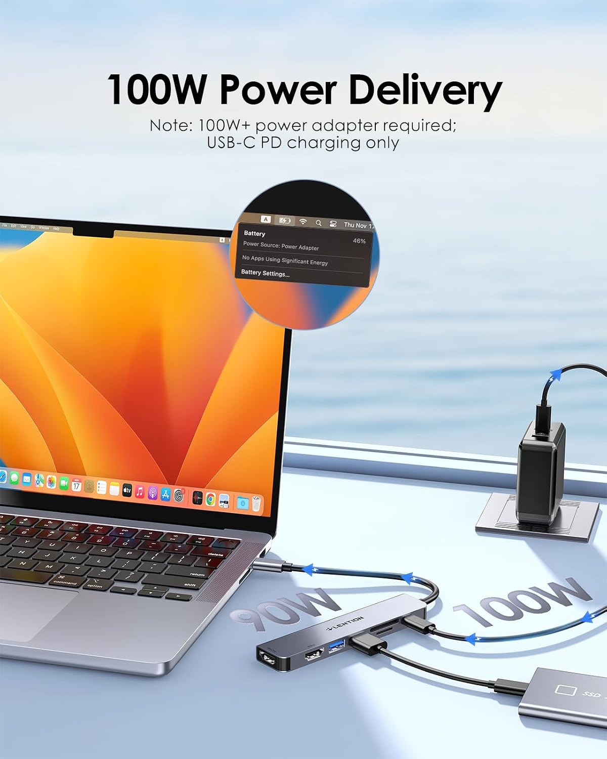 Dual Monitor Docking Station, 4K@60Hz USB C to HDMI Adapter, Laptop Docking Station with PD 100W, 5Gbps USB-A*2 Ports, SD/Micro Card Reader for 2025-2016 MacBook Pro, 2025-2018 MacBook Air