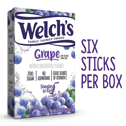 Welch's Grape Singles To Go Drink Mix, 0.45 OZ, 6 CT (Pack of 4)