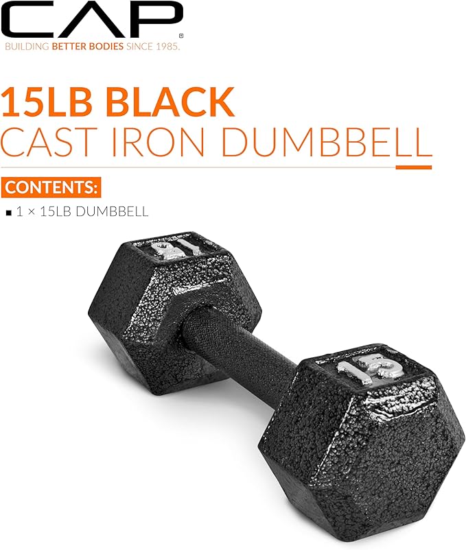 CAP Barbell Cast Iron Hex Dumbbell | Multiple Options (15lb)