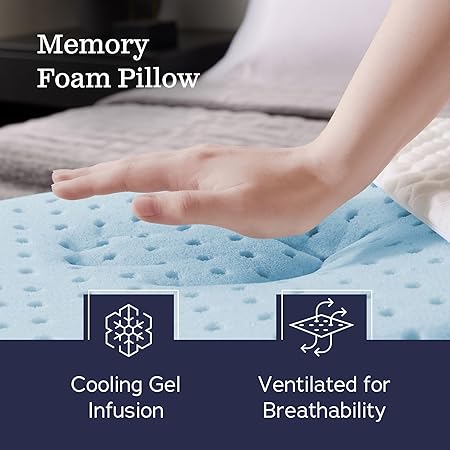 WEEKENDER Gel Memory Foam Pillow - King Size - 2-Pack - Medium Plush Feel - Neck  Shoulder Support - For Back, Side,  Stomach Sleepers - Home, Hotel,  Hospital Essentials