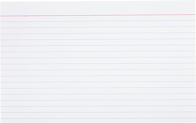 Basics Ruled Lined Index Note Cards, 500 Count, 5 Pack of 100, White, 5 in x 8 in