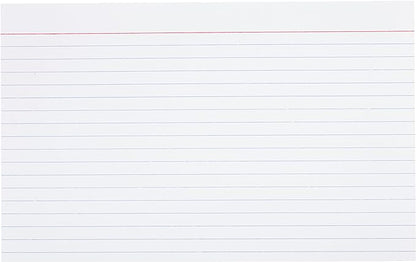 Basics Ruled Lined Index Note Cards, 500 Count, 5 Pack of 100, White, 5 in x 8 in