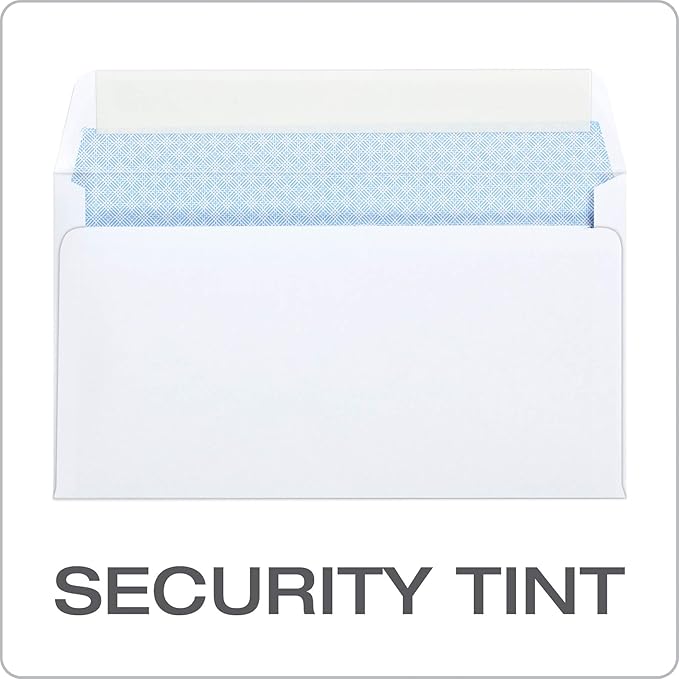 Quality Park 6 34 Self-Seal Security Envelopes, Security Tint and Pattern, Redi-Strip Closure, 24-lb White Wove, 3-58 x 6-12, 100Box (QUA10417)