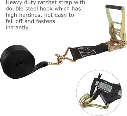 4 Pack 2 Inch Ratchet Straps Heavy Duty 20ft Tie Down Straps Ratchet with Double J Hook, 8000 LBS Break Strength, Cargo Ratchet Straps for Truck, Trailers, Motorcycle, Kayaks, Car Roof