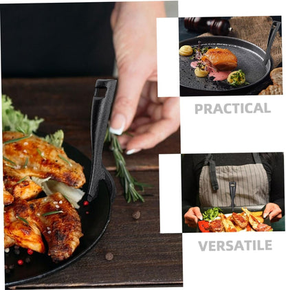 Cabilock 2pcs Cast Iron Teppanyaki Clip Set Heat Resistant BBQ Tongs for Steak and Grilling Kitchen Tool for Safe Handling of Hot Plates and Dishes