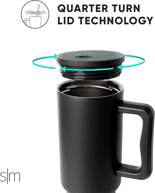 Simple Modern 40 oz Tumbler with Handle and Straw Lid | Insulated Cup Reusable Stainless Steel Water Bottle Travel Mug Cupholder Friendly | Gifts for Women Men | Trek Collection | Downhill Skiing