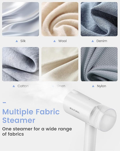 BEAUTURAL Steamer for Clothes, Foldable Handheld Clothing Wrinkles Remover for Garments, 30-Second Fast Heat-up, Portable Fabric Steamer for 120V Countries, Not for Use in 220V Such as Europe