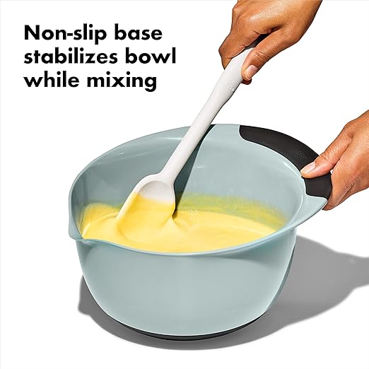 OXO Good Grips 3-Piece Plastic Mixing Bowl Set - Cadet Blue, Tower Gray, Jade, Small, Medium, Large