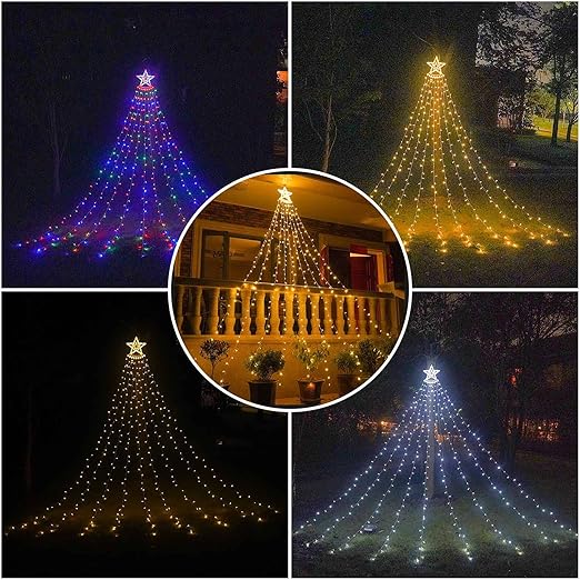 IAMAGOODLADY Christmas Decorations,Christmas Lights Outdoor 350LED 11.5FT 9 Strand Christmas Decorations with 8 Lighting ModesMemory Function,Star String Lights Only Lightning Deals of Today
