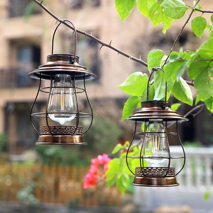 Hanging Solar Lantern,Solar Lantern Outdoor Waterproof,Solar Outdoor Lantern,Retro Desigh Outdoor Lanterns for Patio,Courtyard,Lawn,Garden