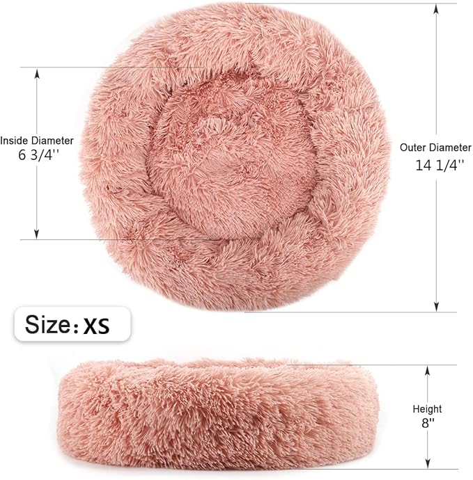 NOYAL Calming Dog Bed Donut Anti Anxiety Fluffy Dog Bed for Small Medium Dog and Cat
