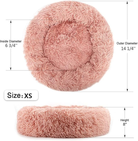 NOYAL Calming Dog Bed Donut Anti Anxiety Fluffy Dog Bed for Small Medium Dog and Cat