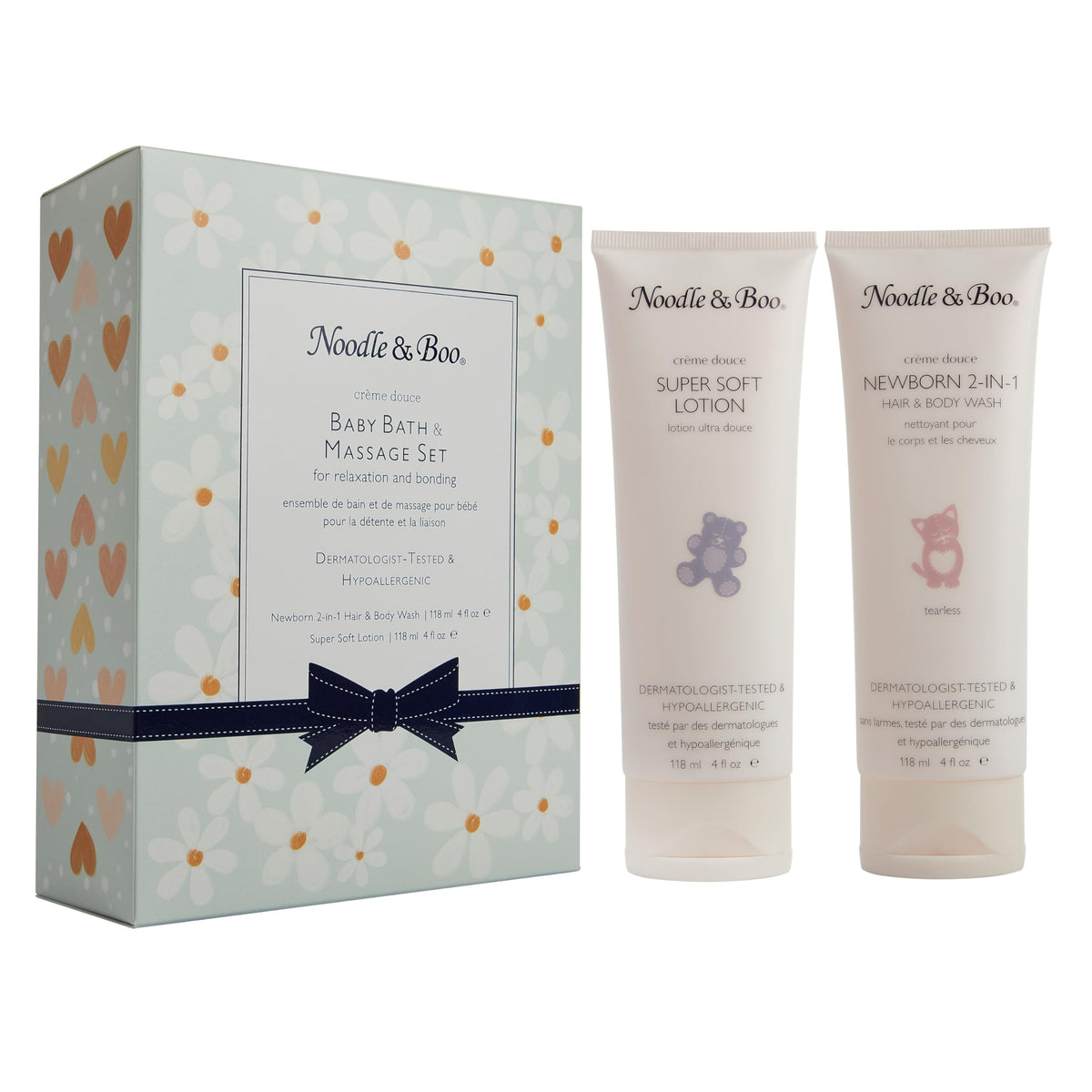 Noodle & Boo Baby Bath & Massage Gift Set Includes 4 oz Newborn Hair & Body Wash & Super Soft Lotion, Hypoallergenic, Pediatrician-Tested, Dermatologist-Tested for Delicate and Sensitive Baby Skin