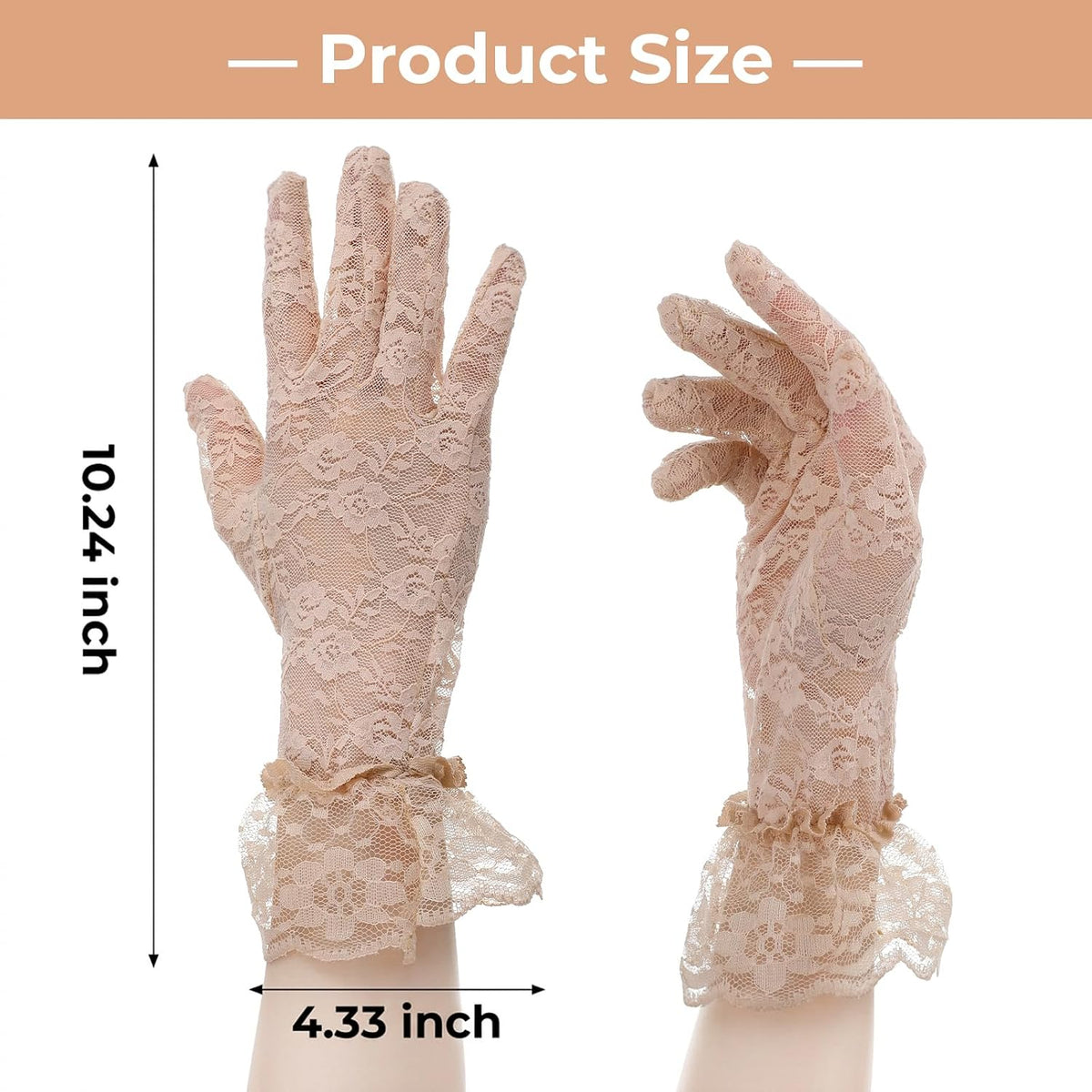 Abeillo Women Lace Gloves Short Wedding Glove Tea Party Gloves Courtesy Glove for Opera Evening Wedding Tea Party Prom 1920s