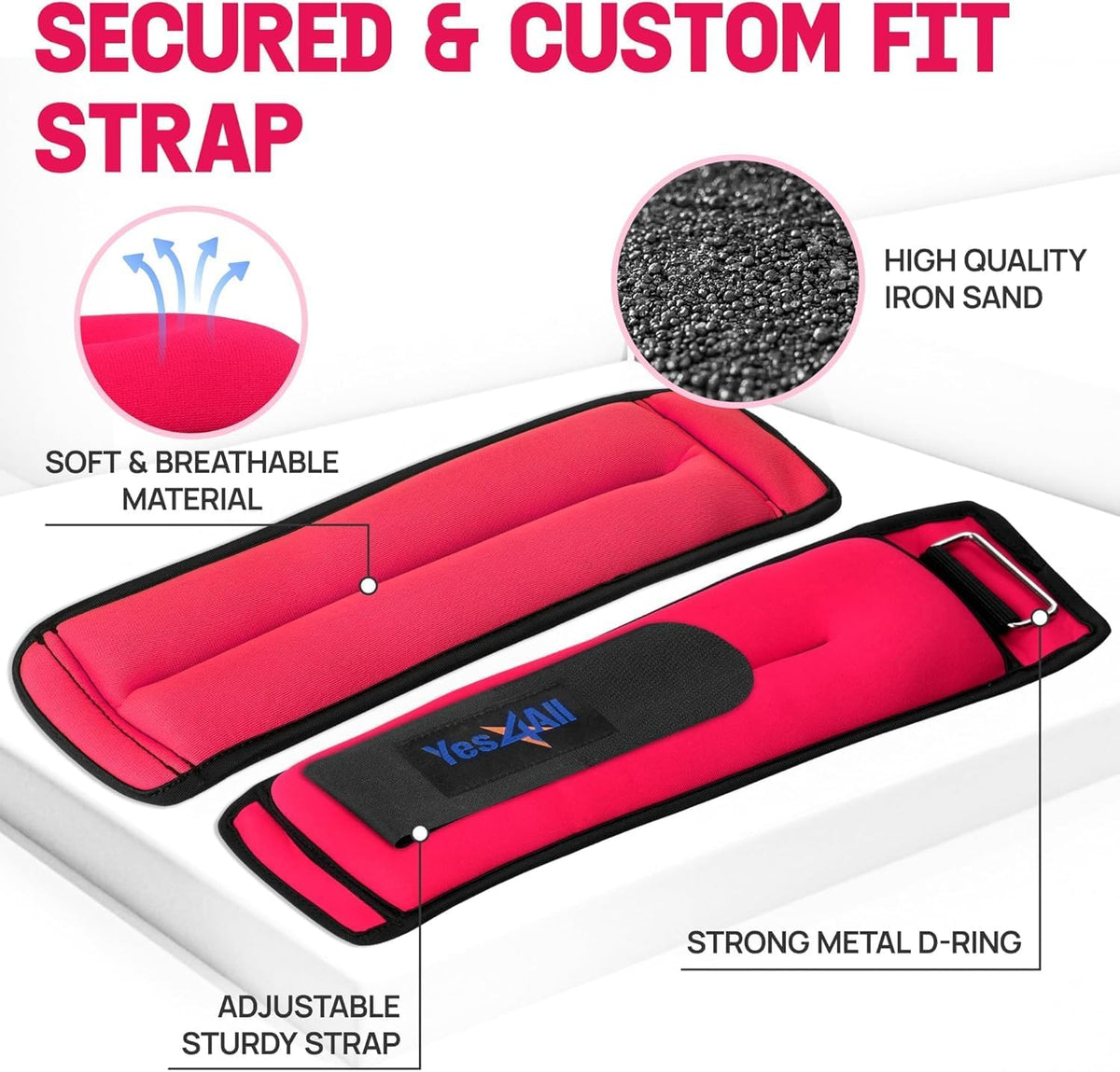 Yes4All Adjustable Wrist & Ankle Weights, Pair