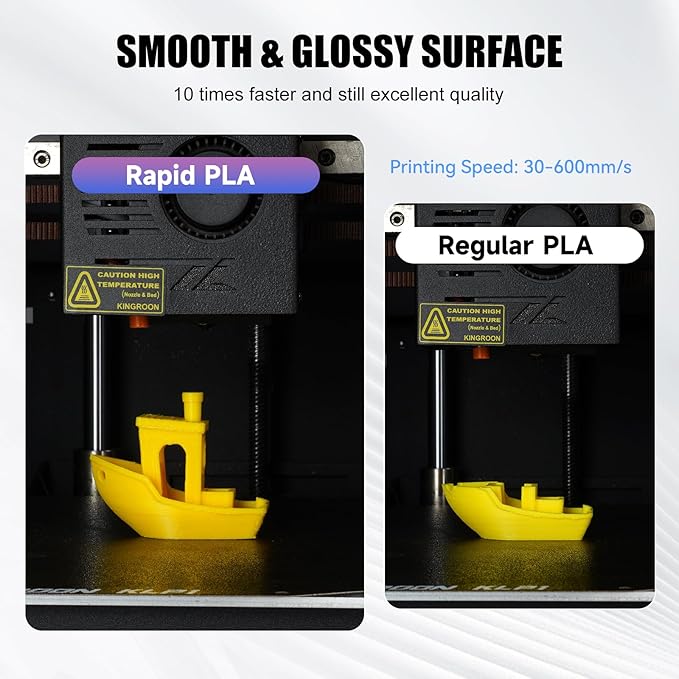 Kingroon High Speed PLA 3D Printer Filament 1.75mm, 3D Printer Rapid Filament for 30-600mm/s Hyper Printing Filament, Dimensional Accuracy +/- 0.03 mm, 1kg Plastic Spool(2.2lbs) (Gray)