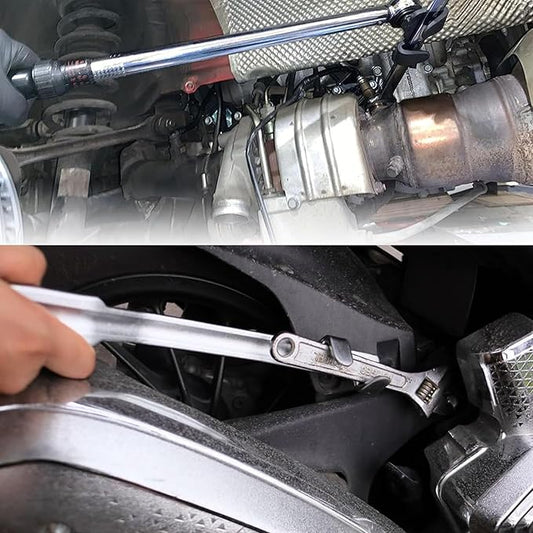 Wrench Extender Tool Bar 13.5 inch Wrench Extension for Breaker Bar or Ratchet Torque Wrench Multiplier Cheater Bar with 12" Square Hole Leverage Tool for Mechanics Garage Auto Repair