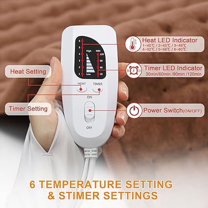 Heating Pad-Electric Heating Pads for Back,Neck,Abdomen,Moist Heated Pad for Shoulder,Knee,Hot Pad for Arms and Legs,DryMoist Heat  Auto Shut Off(Brown, 12''24'')