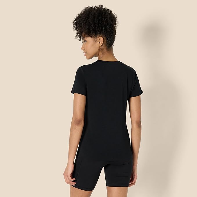 Essentials Women's Active Soft Cotton Regular Fit Crewneck Short Sleeve Lightweight Yoga Workout T-Shirt