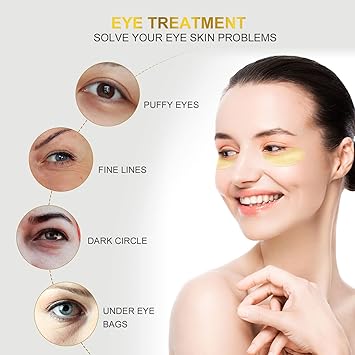 Fivewan 24k Gold Under Eye Patches - 60 Pcs Eye Mask Pure Gold Anti-Aging Collagen Hyaluronic Acid Under Eye Mask for Removing Dark Circles, Puffiness  Wrinkles Refresh Your Skin