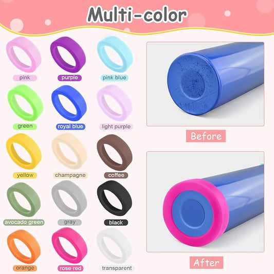9pcs 70mm Silicon Protective Cup Mat,Rubber Cup Sleeve,Heat-Resistant Water Bottle Holder,Insulation Tumbler Protector,Non-Slip Cup Bottom Cover,Mug Coaster,Multicolor